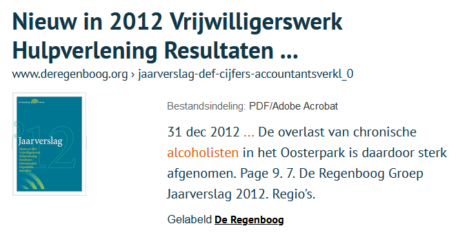 Отчёт о работе благотворительной организации за 2012 год, в котором содержится информация о трудоустройстве алкоголиков